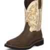 Justin Boots Justin Mens Stampede Steel White Work Boots -Vevo Shop TE013826