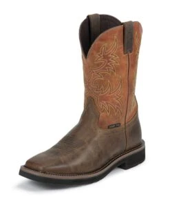 Justin Boots Justin Mens Stampede Comp Orange Work Boots