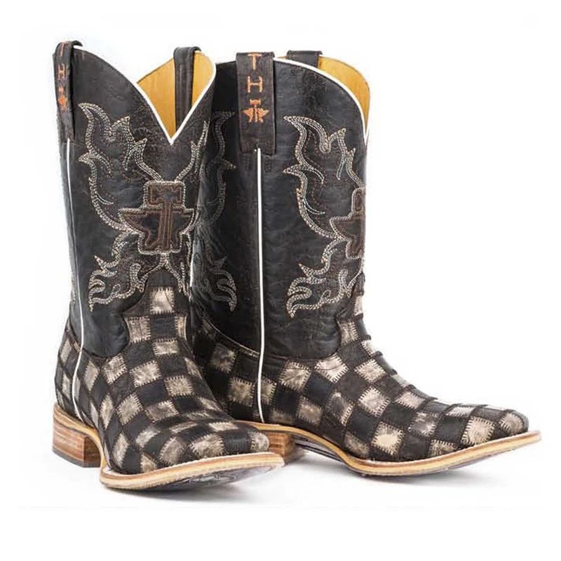 Tin Haul Mens Gunmetal Check Square Toe Boots 4 Tin Haul Mens Gunmetal Check Square Toe Boots - Image 2