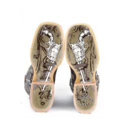 Tin Haul Mens Gunmetal Check Square Toe Boots 7 Tin Haul Mens Gunmetal Check Square Toe Boots -Vevo Shop TE015913 02