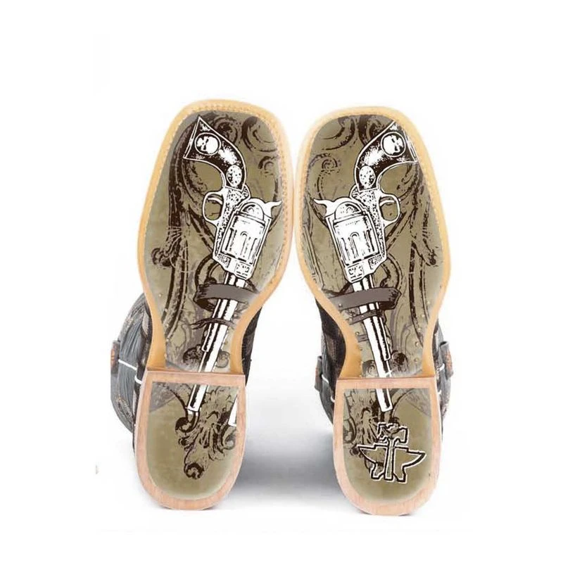 Tin Haul Mens Gunmetal Check Square Toe Boots 5 Tin Haul Mens Gunmetal Check Square Toe Boots - Image 3