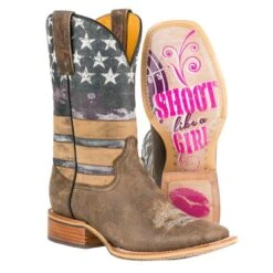 Tin Haul Ladies American Woman Sq Toe Boots 7 Tin Haul Ladies American Woman Sq Toe Boots -Vevo Shop TE016420 01