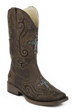 Roper Ladies Faith Square Toe Brown Boots