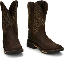 Justin Boots Justin Mens Stampede Joist WP Sq Toe Boots -Vevo Shop TE018312 01