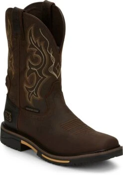 Justin Boots Justin Mens Stampede Joist WP Sq Toe Boots -Vevo Shop TE018312 02