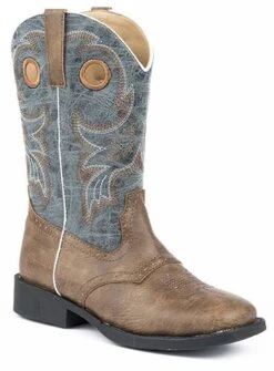 Roper Kids Daniel Round Toe Blue Boots