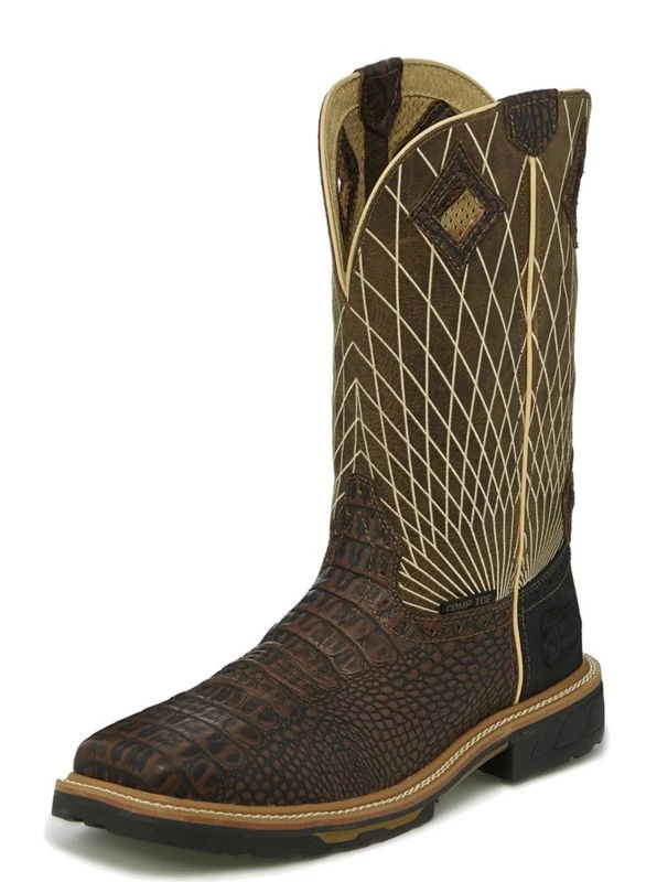 Justin Boots Justin Mens Derrickman Comp Croc Work Boots 2 Justin Boots Justin Mens Derrickman Comp Croc Work Boots