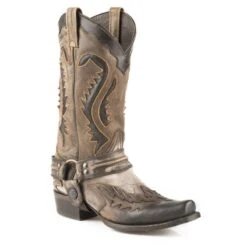 Stetson Mens Outlaw Toe Harness Brn Boots