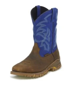 Tony Lama Mens WP Steel Rousta Blue Boots