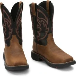 Justin Boots Justin Mens Stampede Rush Sq Toe Boots